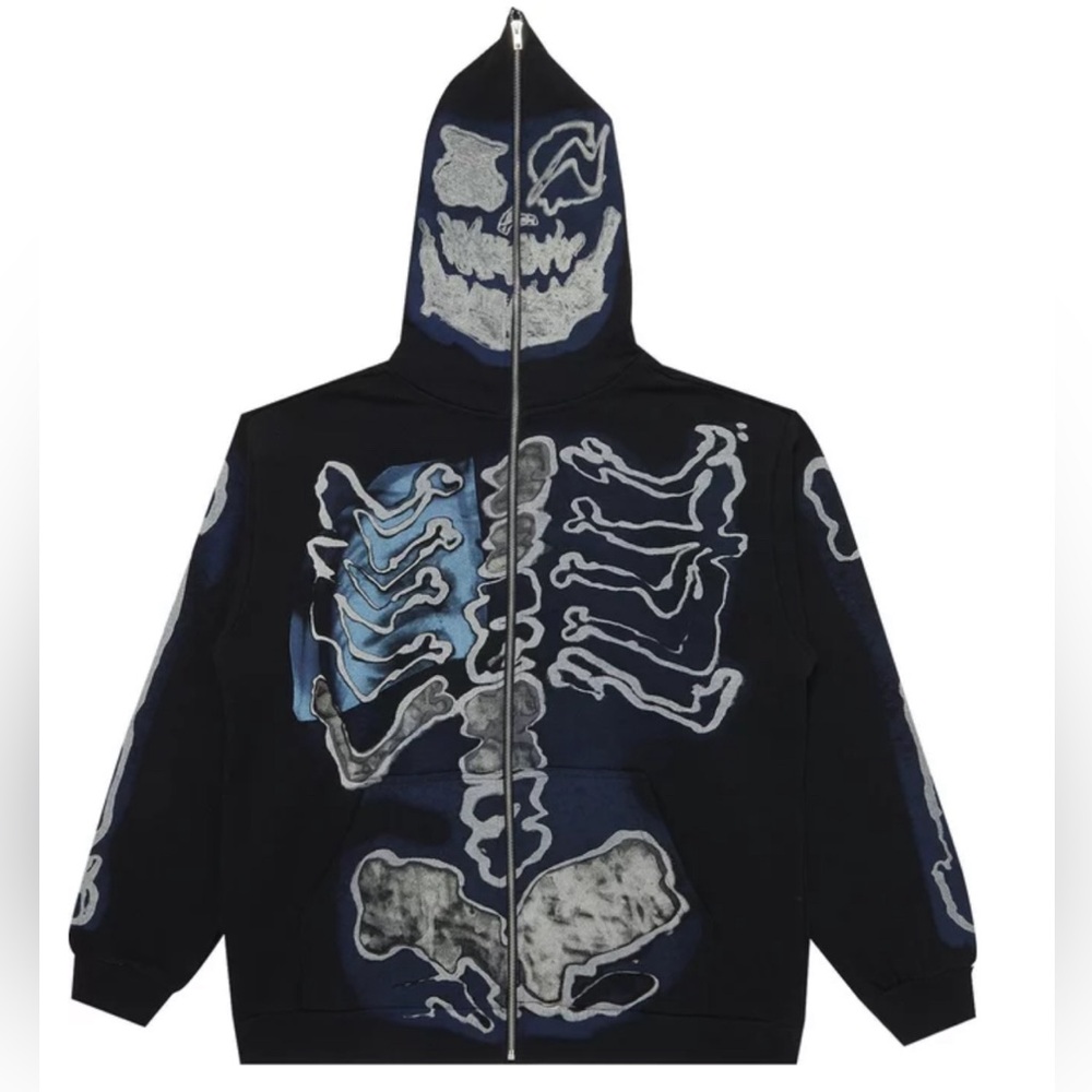 Cactus Jack by Travis Scott For Fragment Skeleton Graffiti Full Zip Hoodie Black